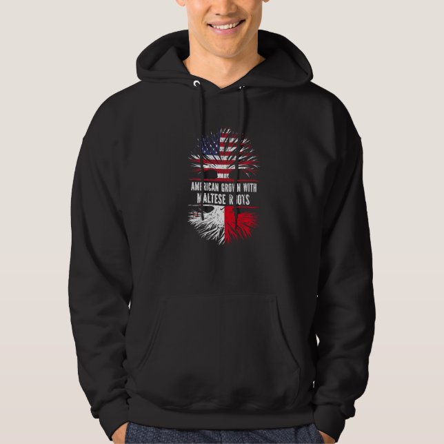 Veste À Capuche American Grosse Avec Des Racines Maltaises Drapeau (Devant)