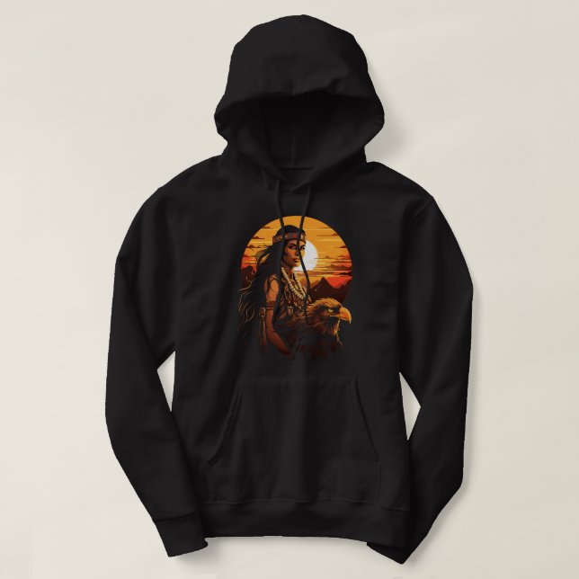 Veste À Capuche Amérindienne d'origine indienne Eagle Sunset Indig (Design devant)
