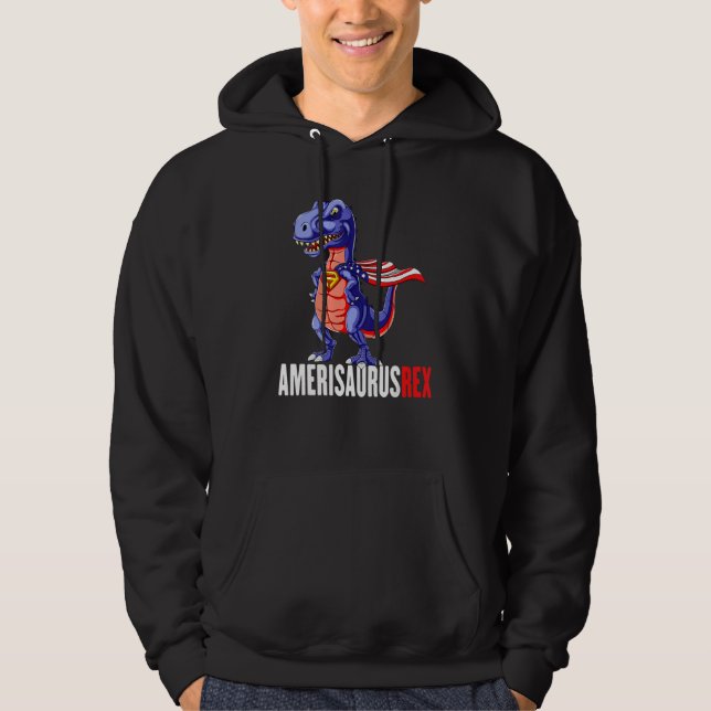 Veste À Capuche Amerisaurus T Rex Dinosaur American Flag 4th of Ju (Devant)