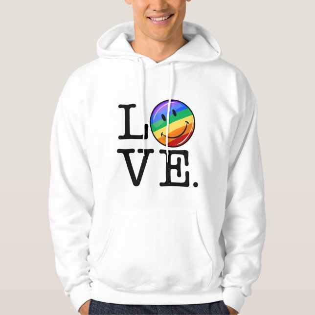 Veste À Capuche Amour avec un drapeau heureux LGBT gai (Devant)