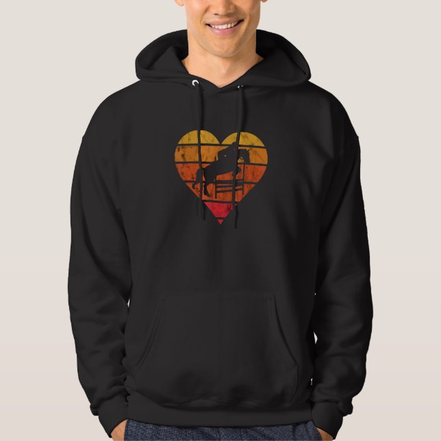 Veste À Capuche Amour de cheval de saut d'obstacles Rétro Cœur Équ (Devant)