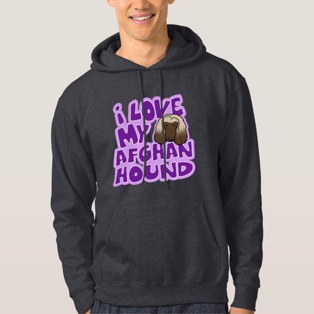 Veste À Capuche Amour de Kawaii I mon lévrier afghan (Devant)