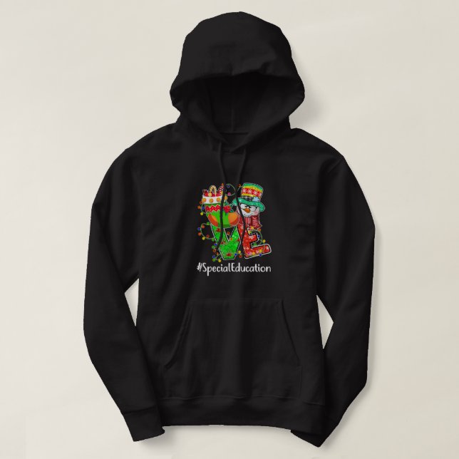 Veste À Capuche Amour Éducation Spéciale Snowman Santa Hat Noël (Design devant)