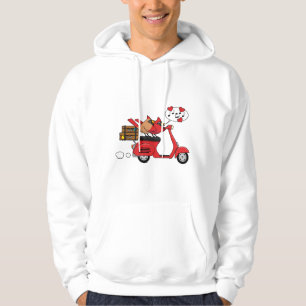 Veste À Capuche Amoureux Cardinal Rouge sur Scooter