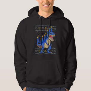Veste À Capuche Amusant laide Hanoukka Sweater Menorasaurus Rex Di