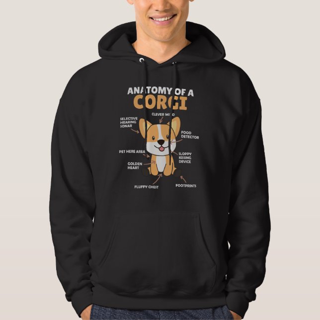 Veste À Capuche Anatomie D'Un Corgi Chiens Mignons Chiens Drôle Ch (Devant)