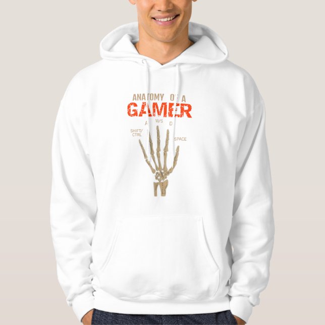 Veste À Capuche Anatomie d'un Gamer Skeleton Clavier T-shirt (Devant)