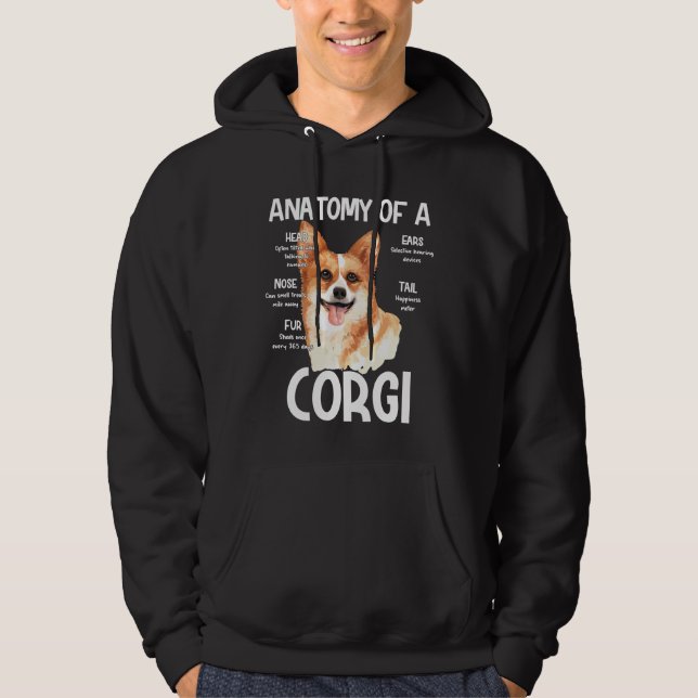Veste À Capuche Anatomy Of A Corgi For Dog Lovers (Devant)
