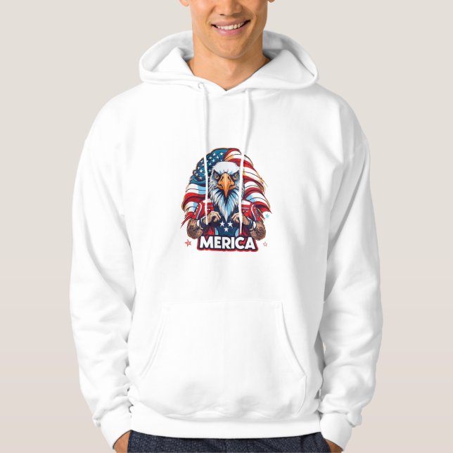 Veste À Capuche Anciens Combattants Drapeau américain Merica Aigle (Devant)