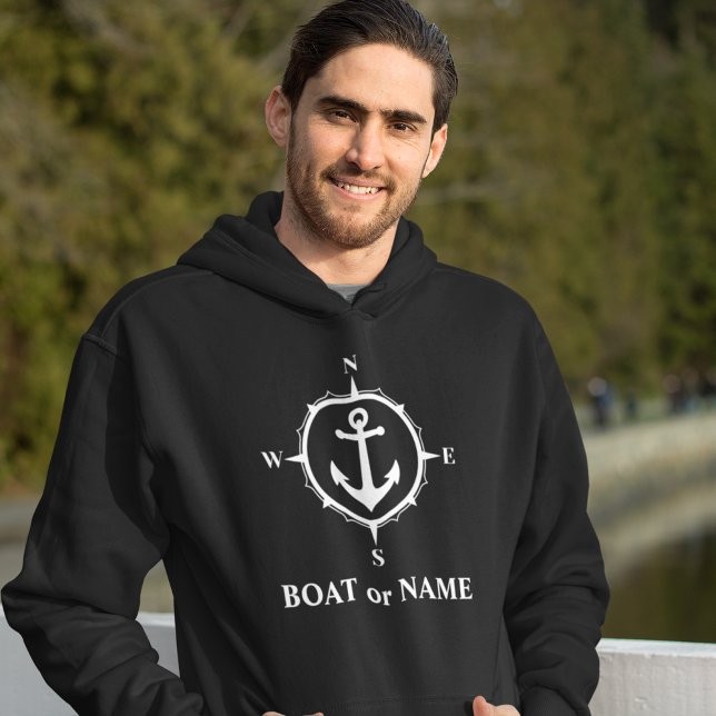 Veste À Capuche Ancre de boussole nautique Votre bateau ou votre n (Créateur téléchargé)