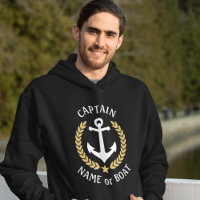 Ancre Votre nom de bateau Capitaine Gold Laurel Bl