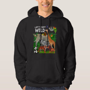 Veste À Capuche Animaux de Zoo Fête d'Anniversaire Faune Une Journ