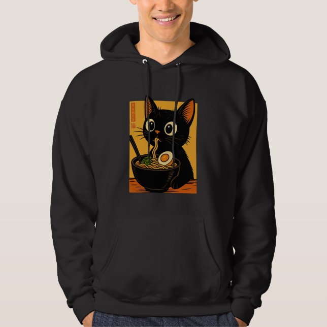 Veste À Capuche Anime Cat Ramen Japanese Funny Graphic Tees Kawaii (Devant)