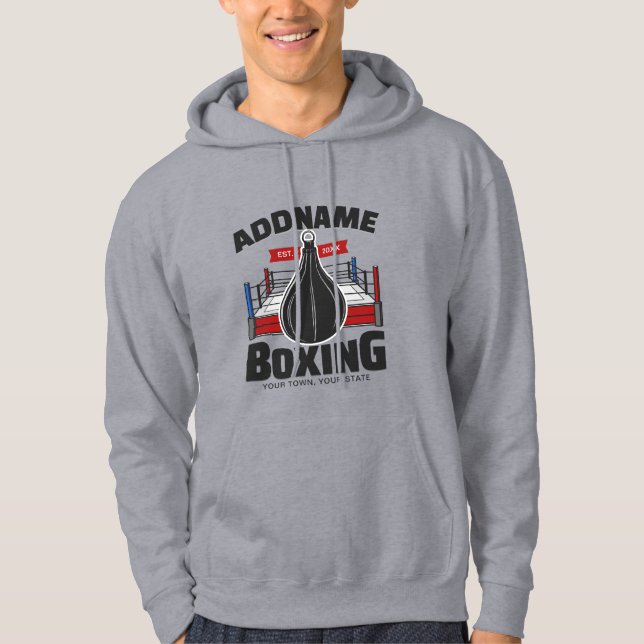 Veste À Capuche Anneau de boxe AJOUTER NOM Boxeur Gym Sac de vites (Devant)