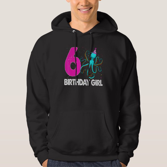 Veste À Capuche Anniversaire Fille 6 Octopus Amour (Devant)