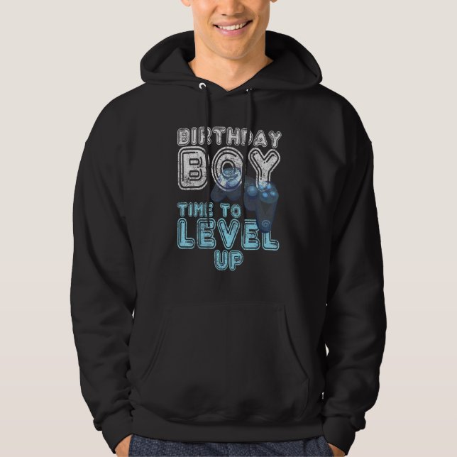 Veste À Capuche Anniversaire Garçon Temps De Niveau Up Video Game  (Devant)