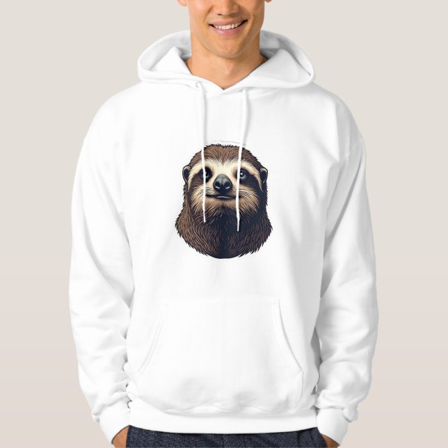 Veste À Capuche Antique Sloth Illustration Vintage Tee (2) (Devant)