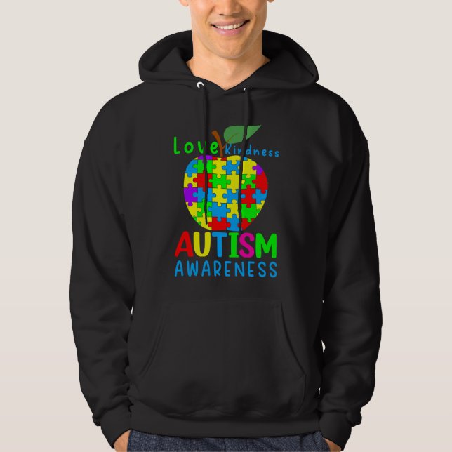 Veste À Capuche Apple Autisme Puzzle Pièces Sensibilisation (Devant)