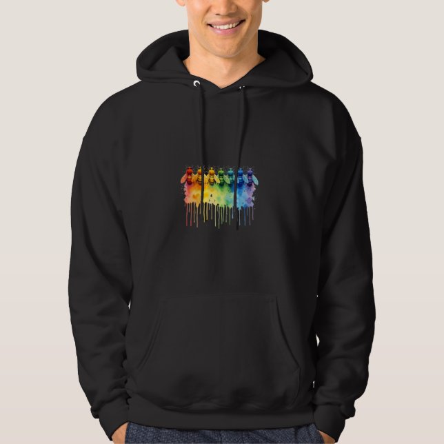 Veste À Capuche Aquarelle Abeilles arc-en-ciel (Devant)