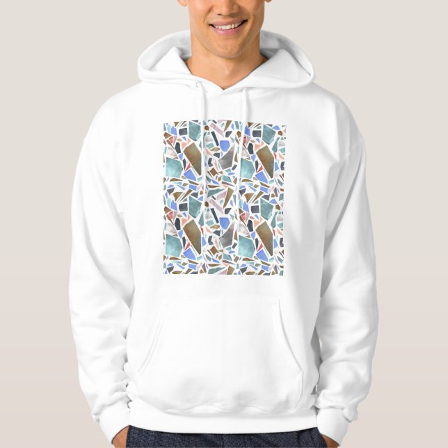 Veste À Capuche Aquarelle Abstraite : arrière - plan blanc dessiné (Devant)