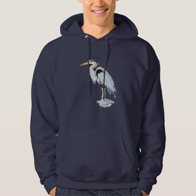 Veste À Capuche Aquarelle originale Great Blue Heron Bird (Devant)