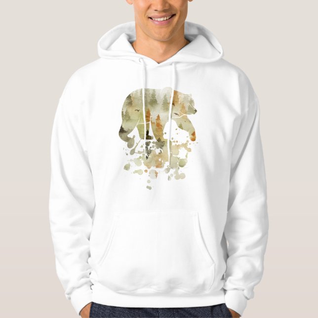 Veste À Capuche Aquarelle, Ours Art (Devant)