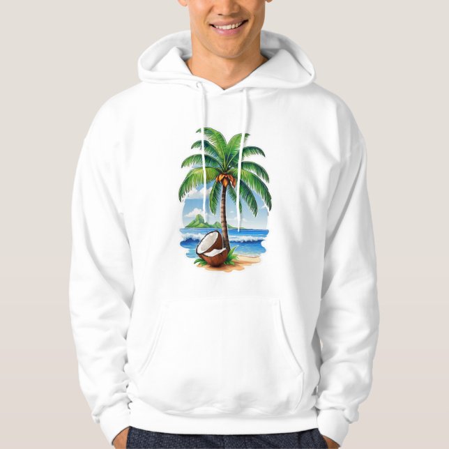 Veste À Capuche Arbre de coco Île tropicale (Devant)