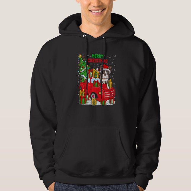 Veste À Capuche Arbre de Noël Camion Rouge Éclairage Boston Terrie (Devant)