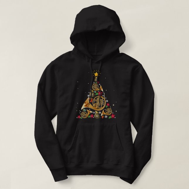 Veste À Capuche Arbre de Noël de la Corne française (Design devant)