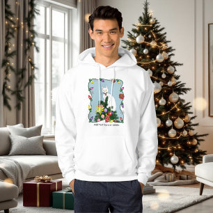 Veste À Capuche Arbre de Noël drôle et festif Chat blanc drôle Ver