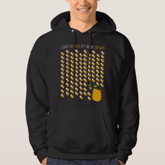 Veste À Capuche Arbre de ruche d'abeille 100 jours d'école enseign (Devant)