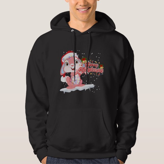 Veste À Capuche Arbre d'éclairage Noël Lapin Lapin Lapin Lapin Lap (Devant)