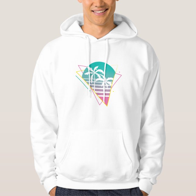 Veste À Capuche Arbre Rétro Palm Triangle Coucher de Soleil Art Es (Devant)