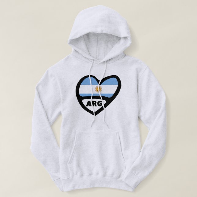 Veste À Capuche Argentine Code Pays Drapeau Coeur ARG (Design devant)