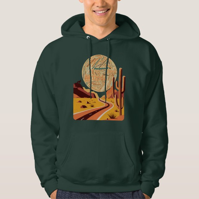 Veste À Capuche Arizona Paysage Word Art (Devant)