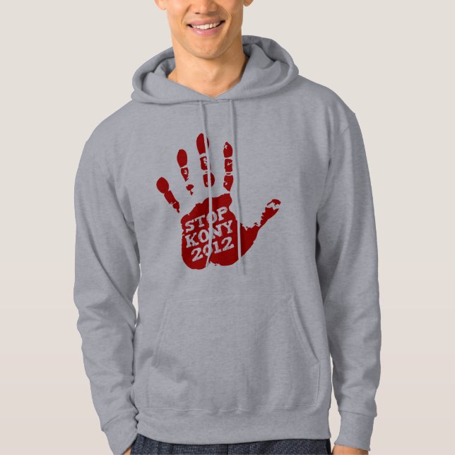 Veste À Capuche Arrêt Joseph Kony de Handprint de rouge de Kony (Devant)