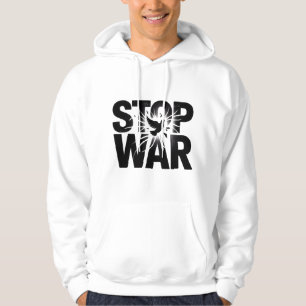 Veste À Capuche arrêter la guerre, noir et blanc, T-shirt