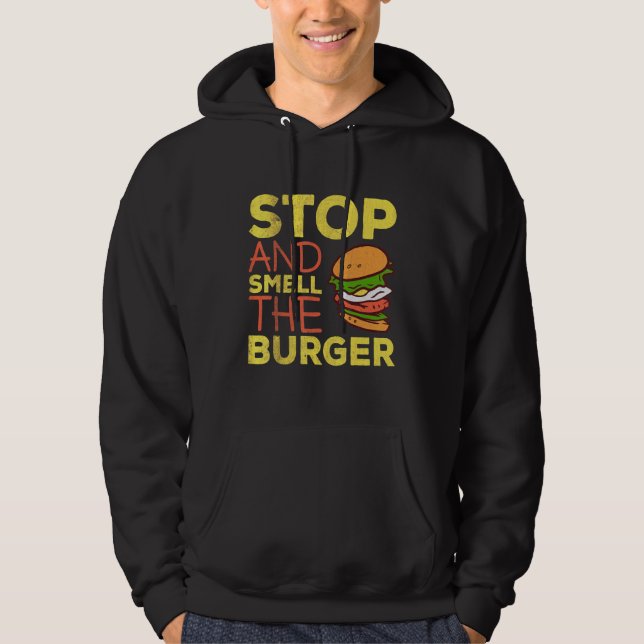 Veste À Capuche Arrêtez Et Sentez Le Burger I Cheeseburger Design (Devant)