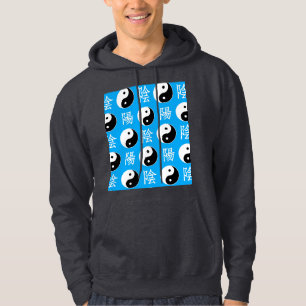 Veste À Capuche Arrière - plan bleu Motif chinois Yinyang