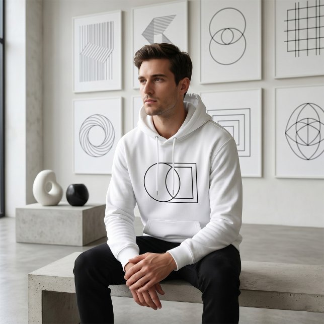 Veste À Capuche Art de cercle carré abstrait moderne  (Créateur téléchargé)
