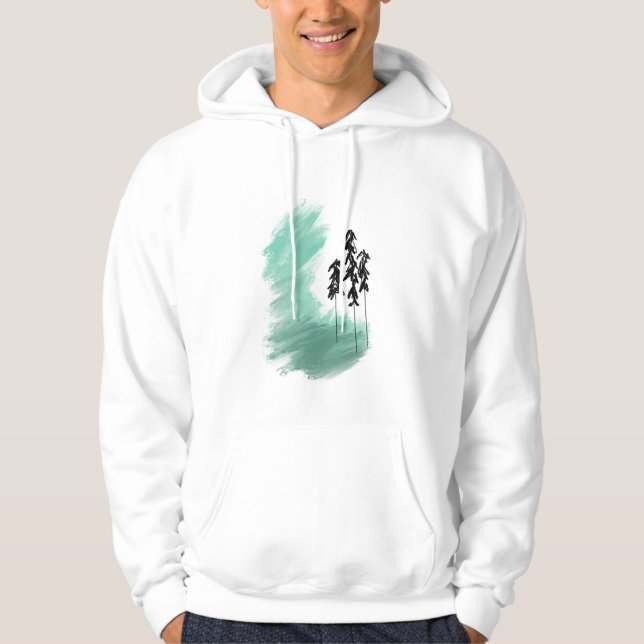 Veste À Capuche art de l'arbre vert scandinave simple moderne ment (Devant)