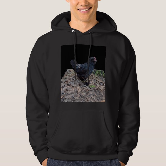 Veste À Capuche Art Dimensional Noir Fluffy Rooster (Devant)