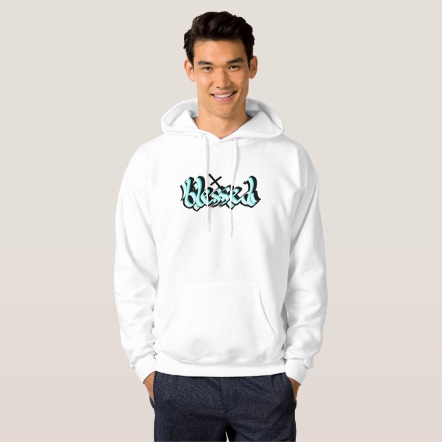 Veste À Capuche Art urbain de calligraphie bénie (Devant entier)