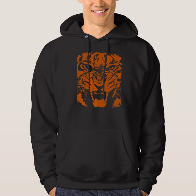 Veste À Capuche Art vectoriel de tigre noir et orange (Devant)