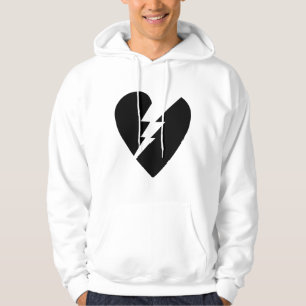 Veste À Capuche Art vectoriel du coeur brisé noir et blanc