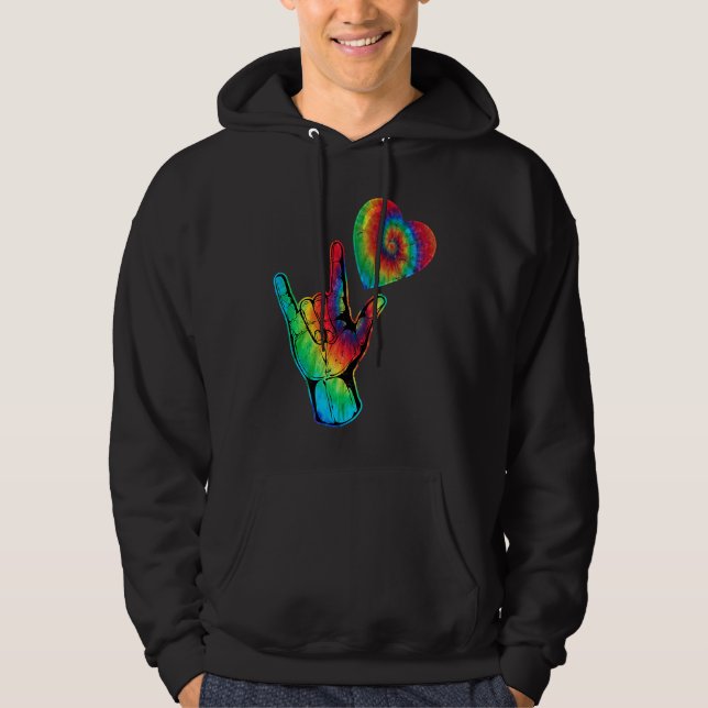 Veste À Capuche ASL Love Sign Language Autism  Awareness Support   (Devant)