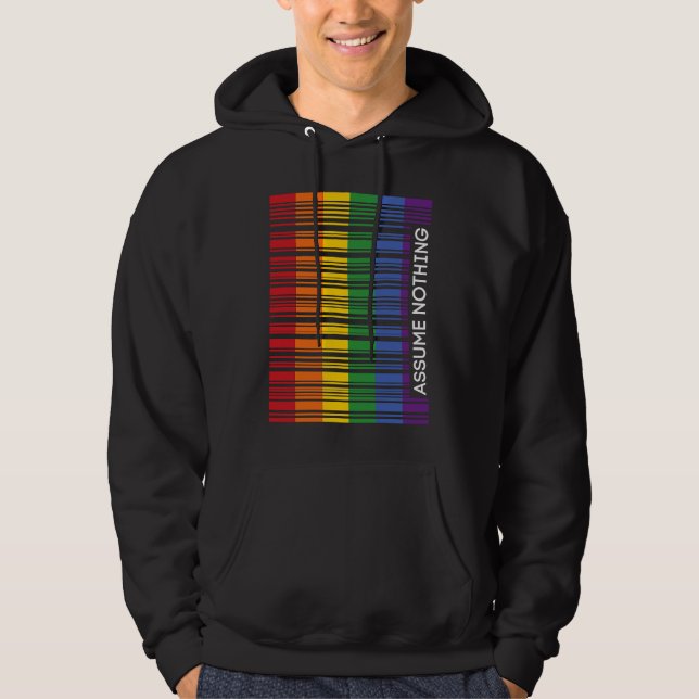 Veste À Capuche Assume Nothing Gay Pride Flag Rainbow Barcode Prid (Devant)