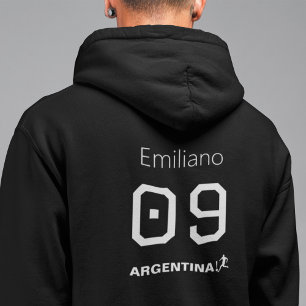 Veste À Capuche Athlète Argentin Monochromatique Personnalisé