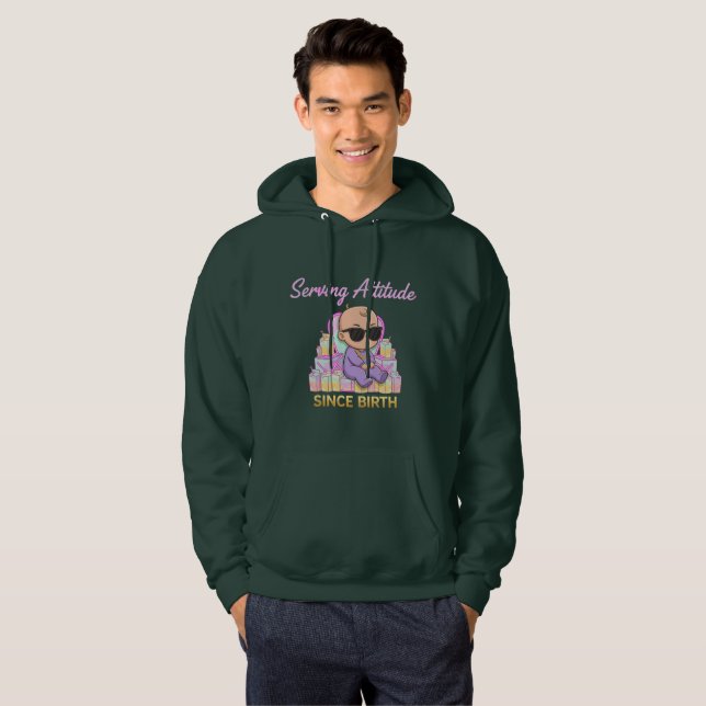 Veste À Capuche Attitude de Service Depuis la Naissance | Citation (Devant entier)
