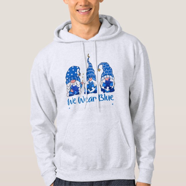 Veste À Capuche Attrapez Ce "Trois Gnomes tenant Blue Puzzle Autis (Devant)
